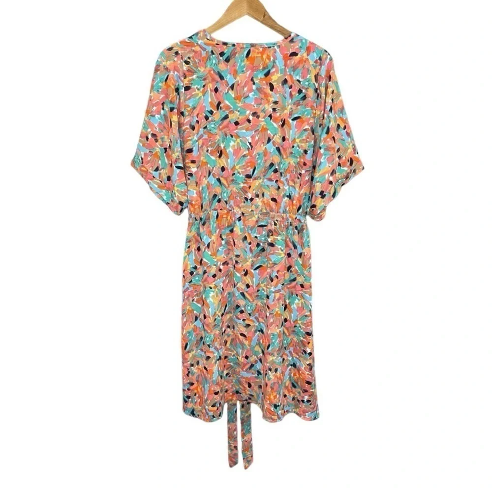 Nic+Zoe Punchy‎ Petals Dress Abstract Petals Print Orange Multi NWT